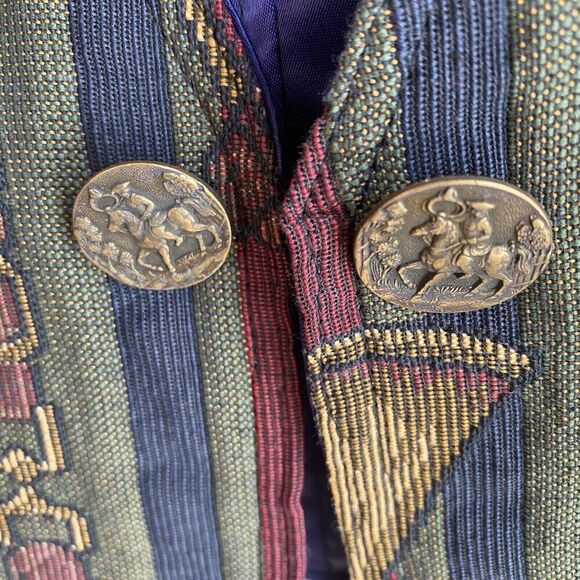 Vintage Greenwich Town Tapestry Vest Womens Extra Large Equestrian Horses NEW - Picture 3 of 6